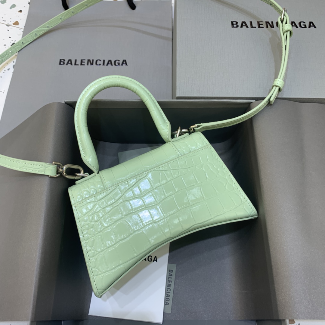 Balenciaga Hourglass XS Handbag Crocodile Embossed Shoulder Bag 